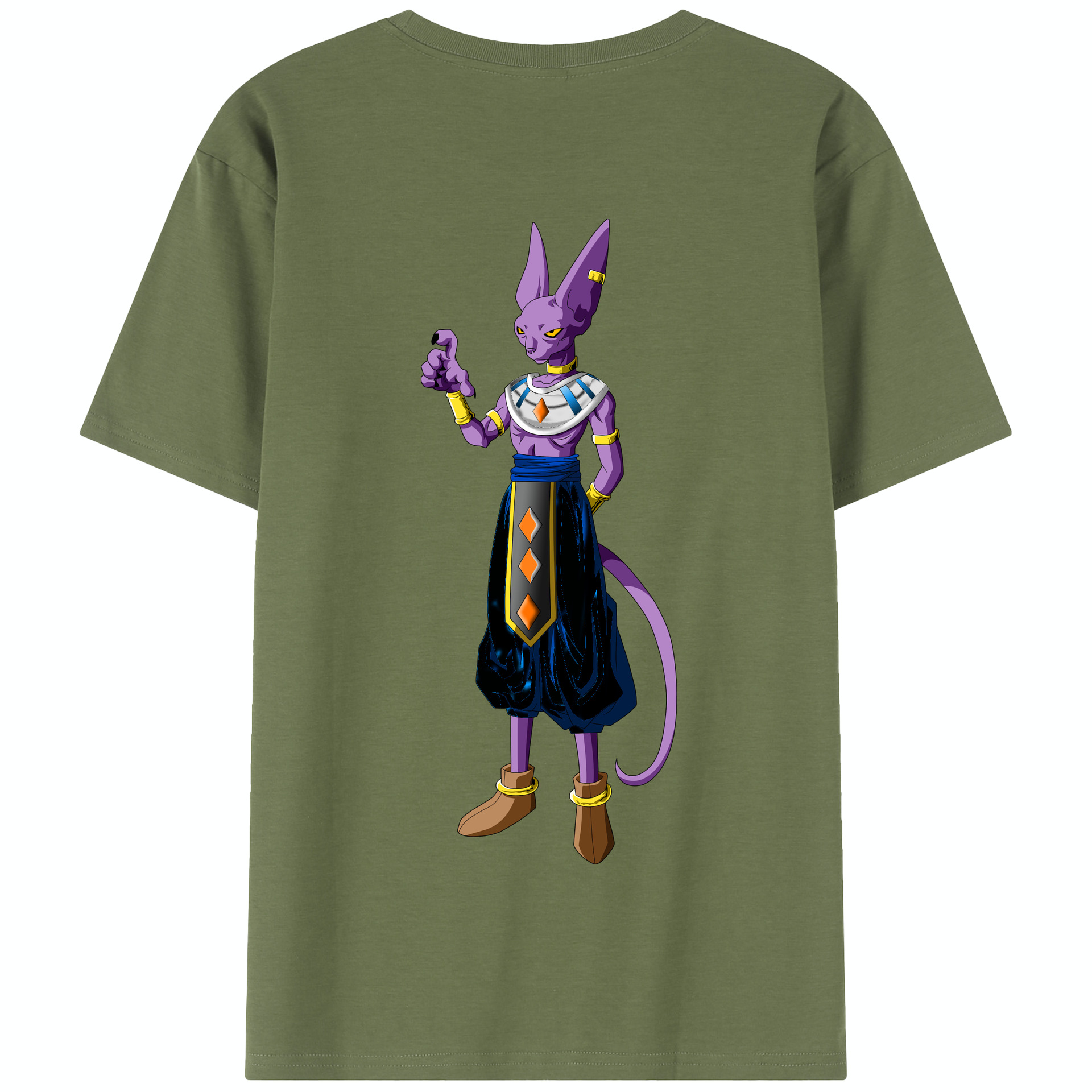 （画像用） ドラゴンボール ビルス 破壊神ビルス DRAGON BALL Beerus Birusu 綿100％半袖Tシャツ（背面プリント）